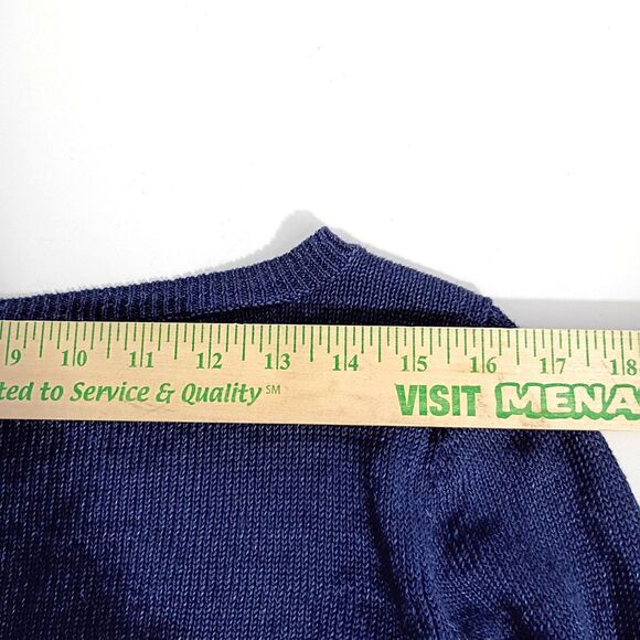 Talbots Fine Open Knit Linen Sweater Dark Blue Boat Neck Womens L Coastal Preppy - Picture 6 of 7